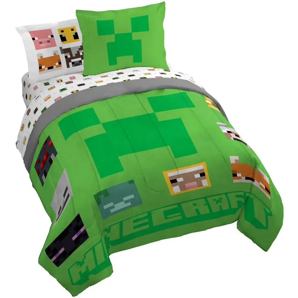 Jay Franco Minecraft 5-Piece Twin Bedding Set Comforter & Sheets New NIB